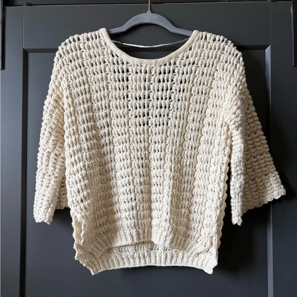 Free People Cream V-Neck Sweater - Picture 3 of 5